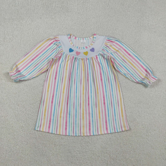 colorful stripes heart embroidered dress