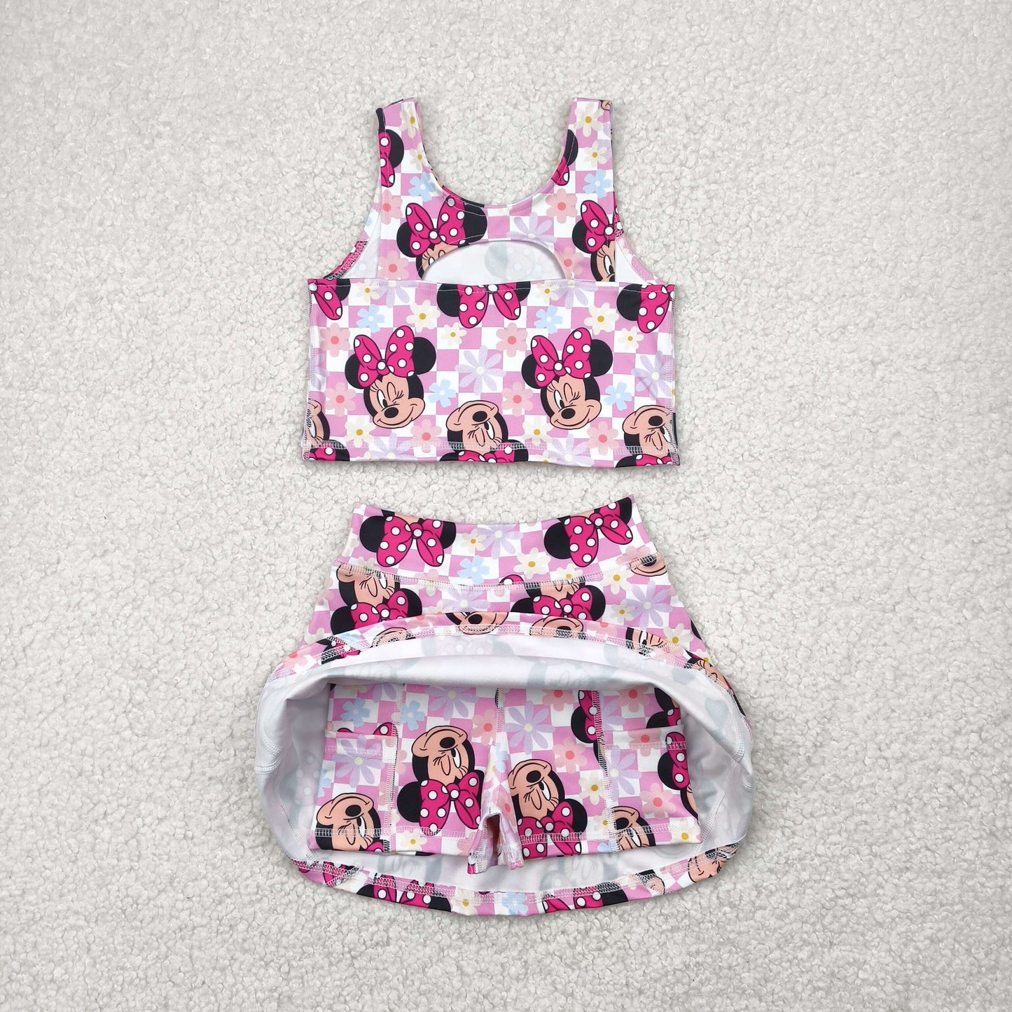 cartoon mouse two pieces athletic skort dress set