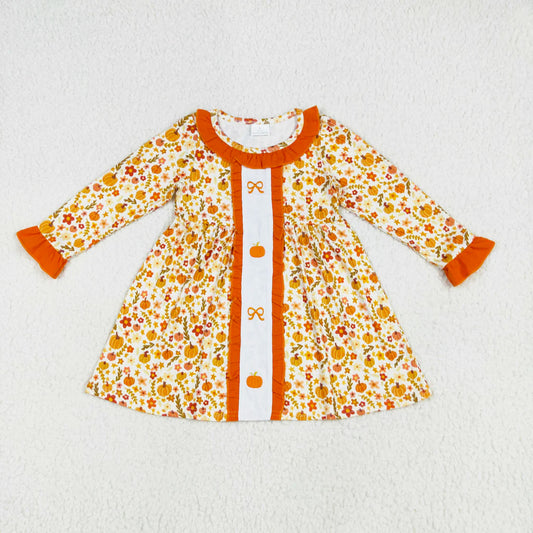 fall floral pumpkin embroidery dress