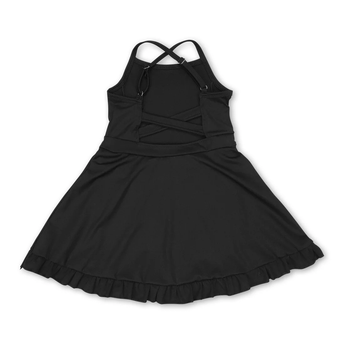 black strap ruffle baby girls summer active wear athletic dress