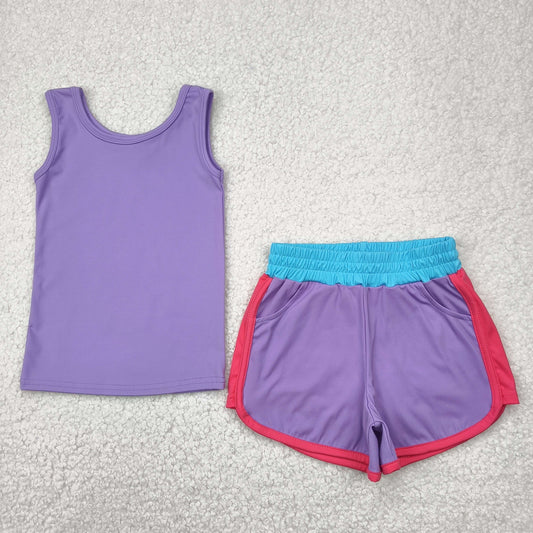 solid two pieces athletic shorts set