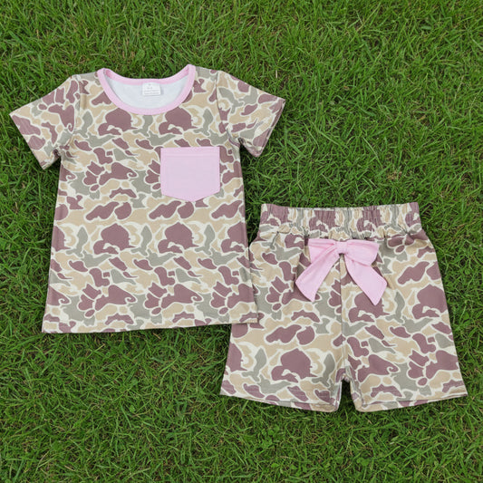 camo girl shorts set