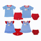 Baseball Embroidery Kids Sibling Clothing