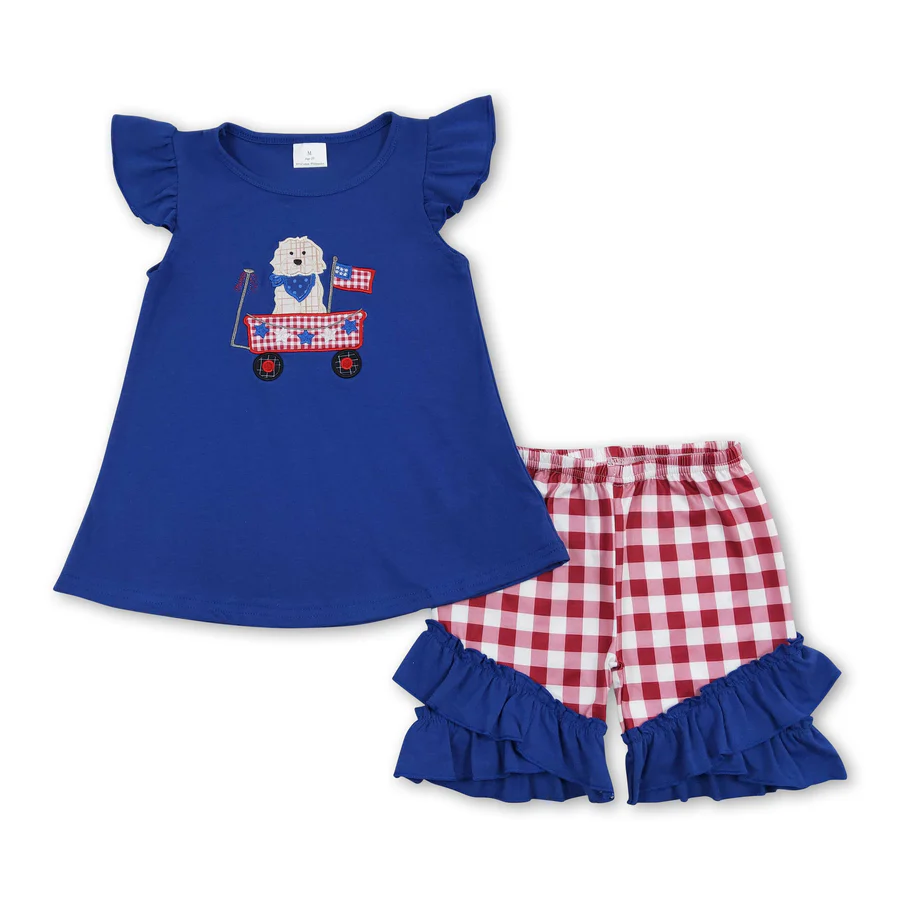 4th Of July Puppy Target Embroidery Sibling Clothing