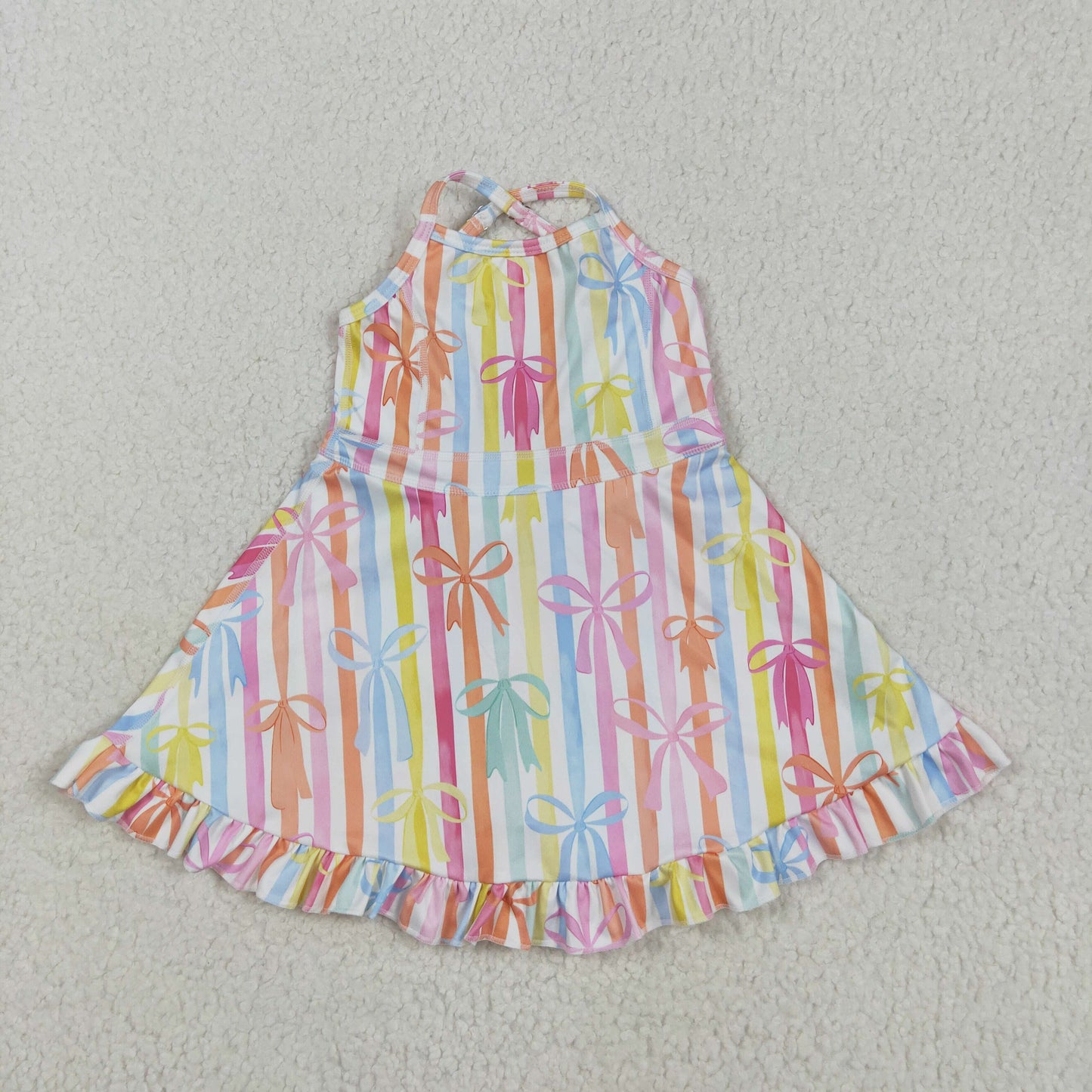 colorful stripes bow athletic dress