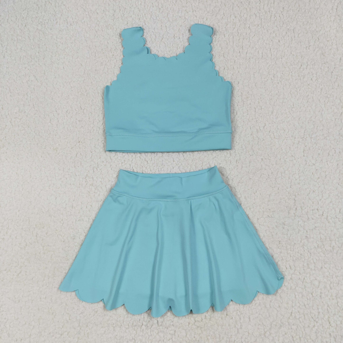 solid blue athletic dress yoga set