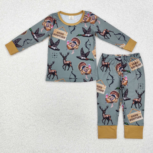 gone hunting turkey duck deer bamboo loungewear set boy