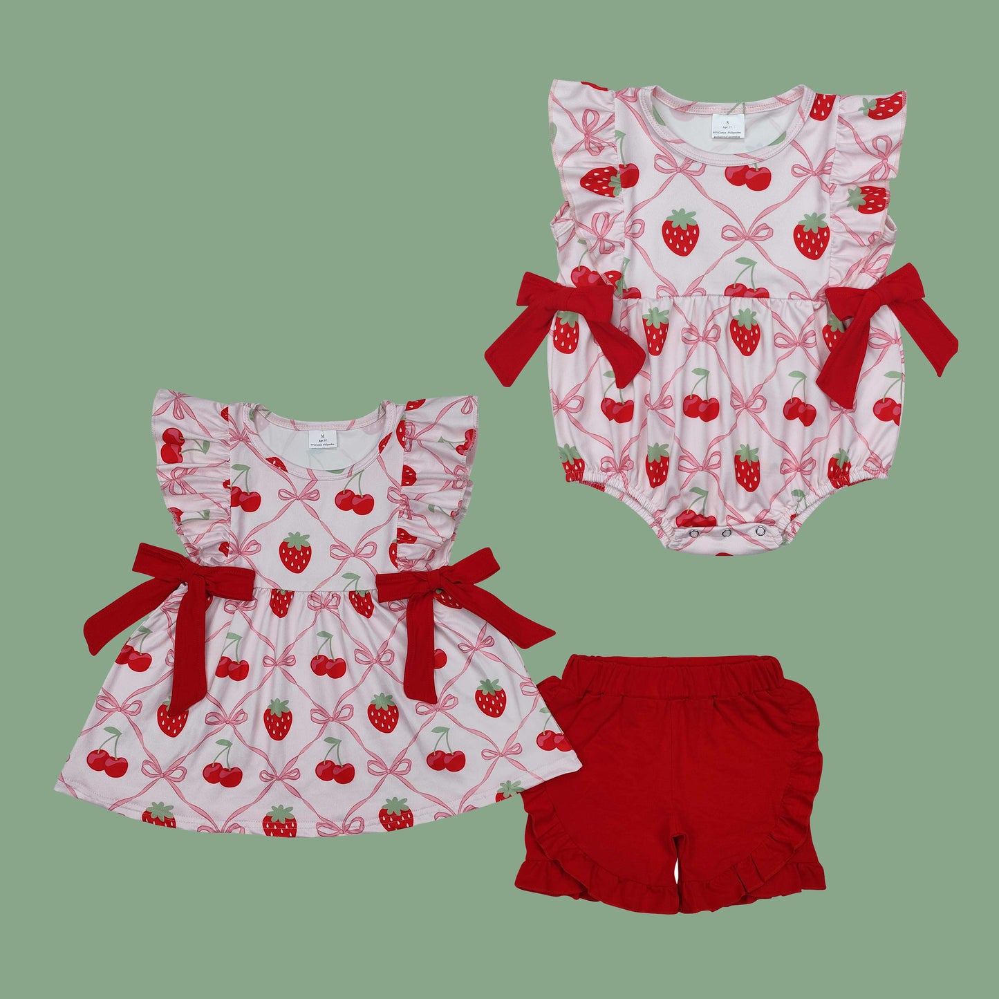 Strawberry and Berry Print Sisters Summer Matching Clothes