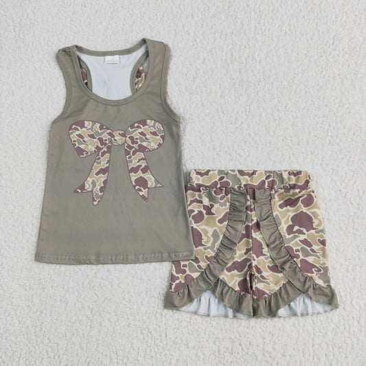 camo tank ruffle shorts set