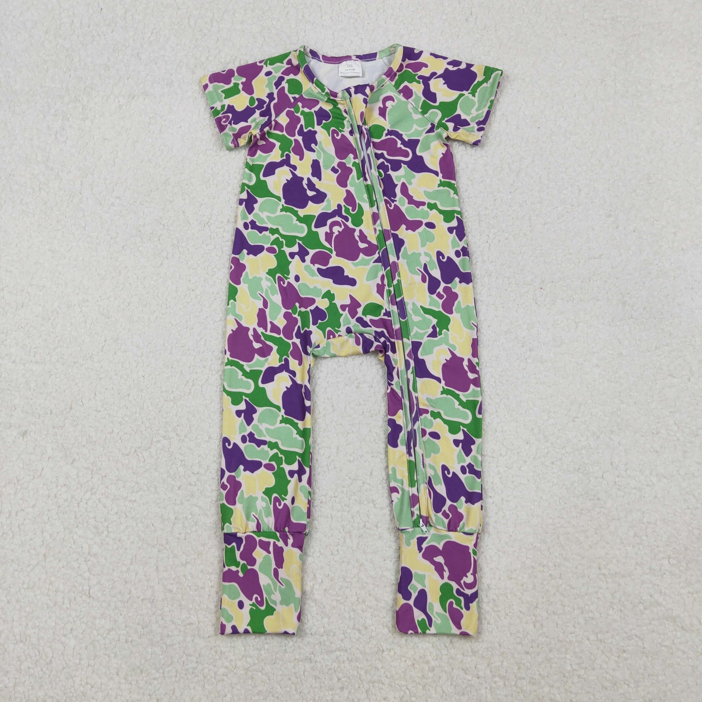 purple green gold mardi gras camo baby sleeper