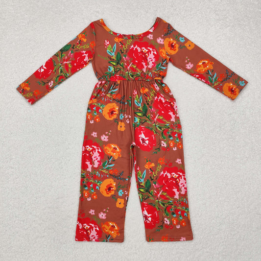 fall floral girls jumpsuit