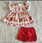 strawberry girl red shorts set
