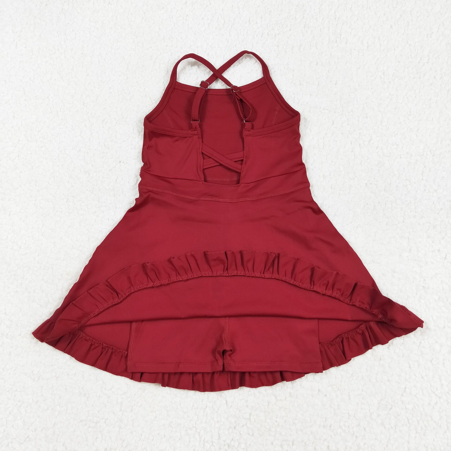 maroon strap ruffle baby girls summer active wear athletic dress