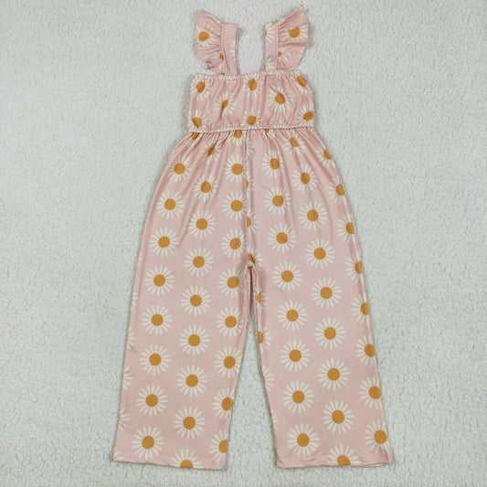 daisy flower straight pants jumpsuit