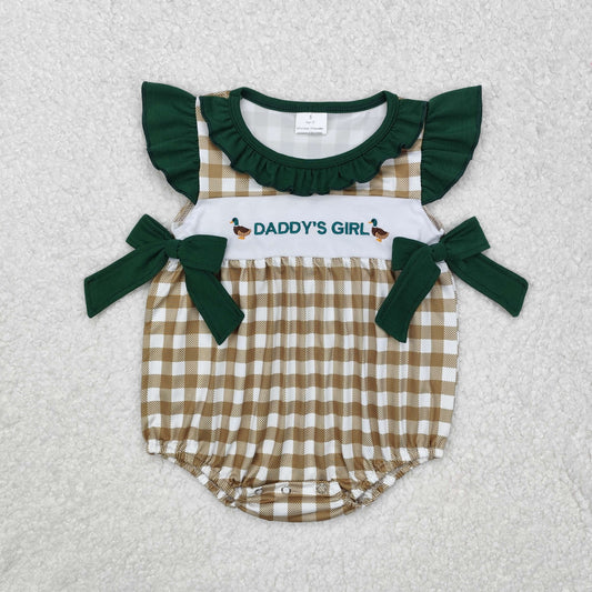 plaid daddy's girl embroidery bow bubbles