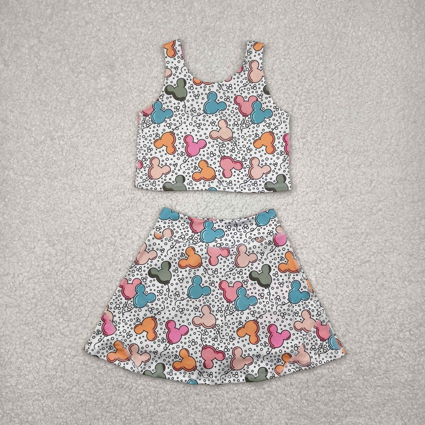 cartoon balloon two pieces athletic skort dress set