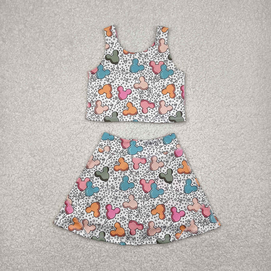 cartoon balloon two pieces athletic skort dress set