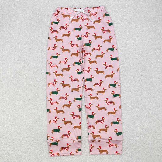 santa dog print adult woman christmas straight pants