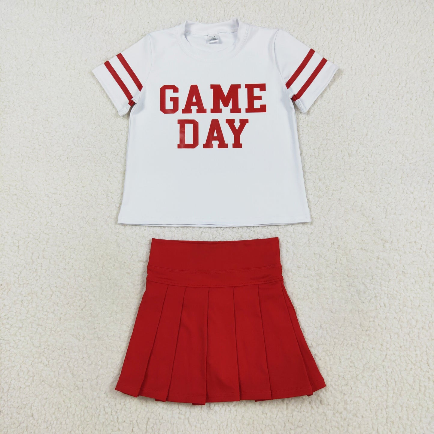 Red White Digital Game Day Pleated Skirts Set