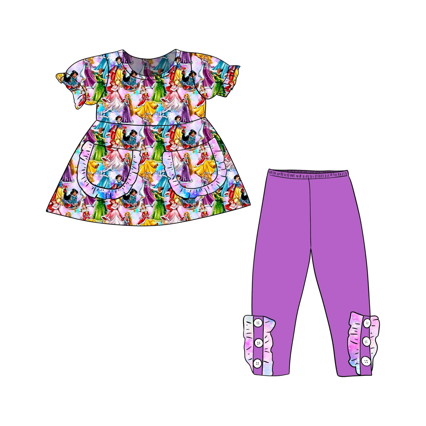 Split-CLOSE 17th Oct short sleeve princess purple legging set