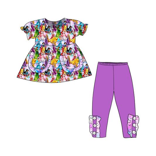 Split-CLOSE 17th Oct short sleeve princess purple legging set