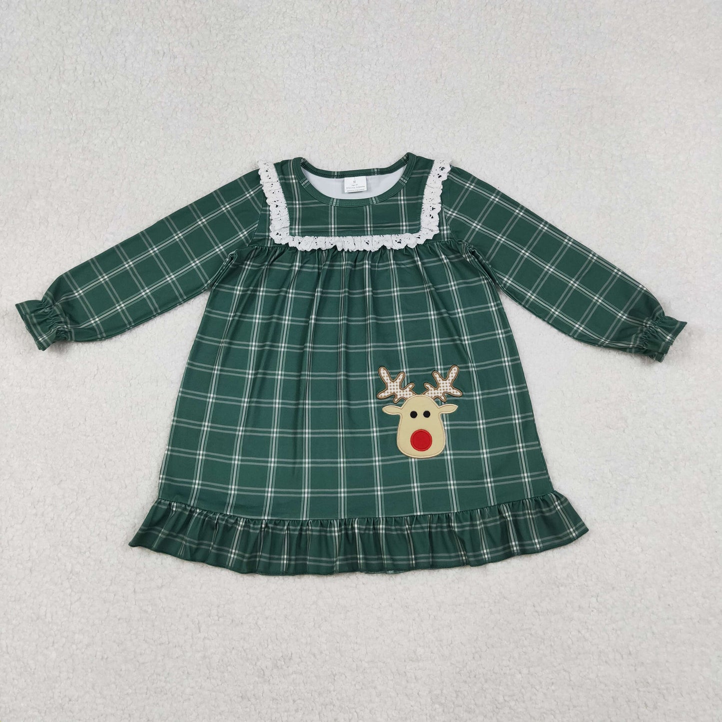 embroidery green plaid classic rudolf nightdress
