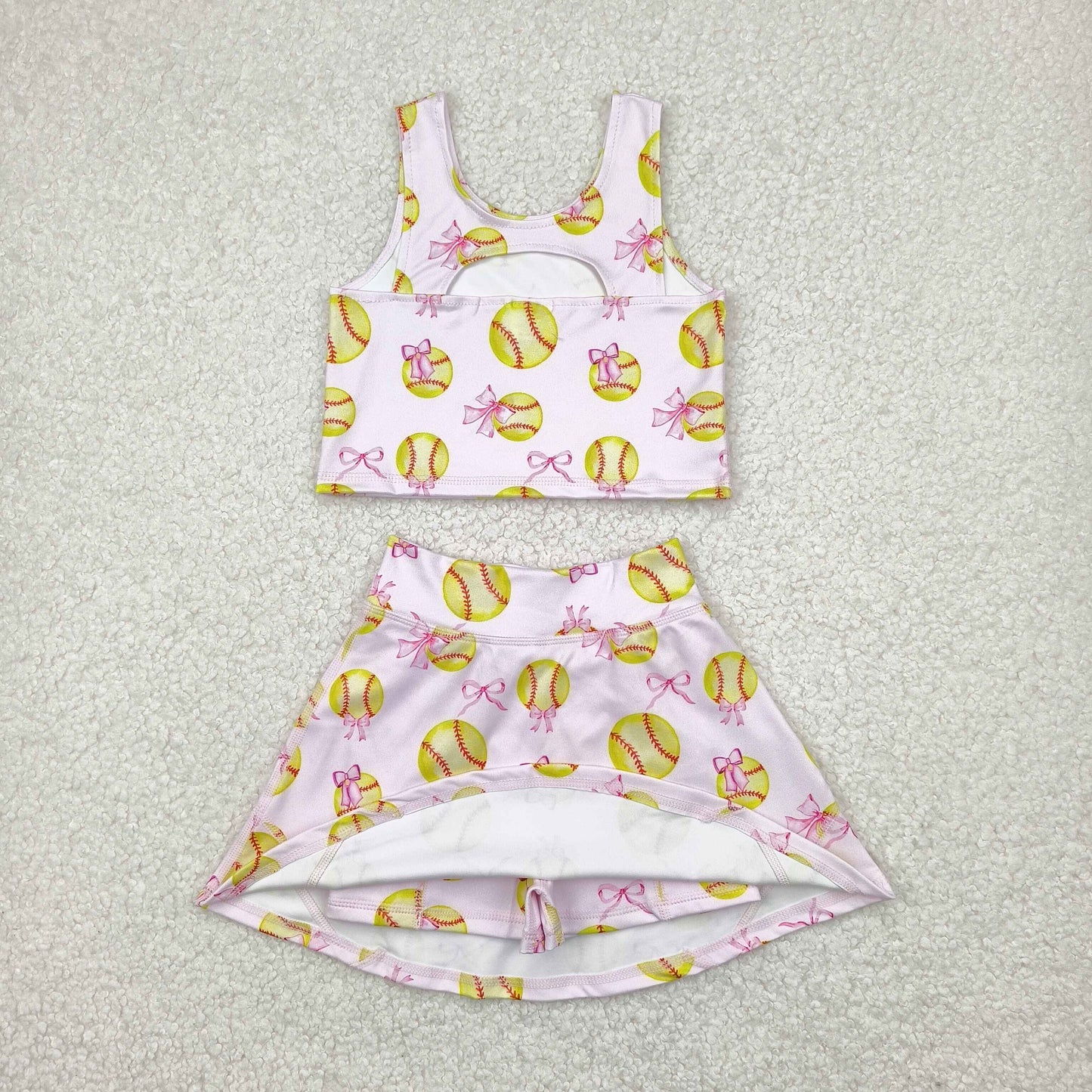 softball two pieces athletic skort dress set