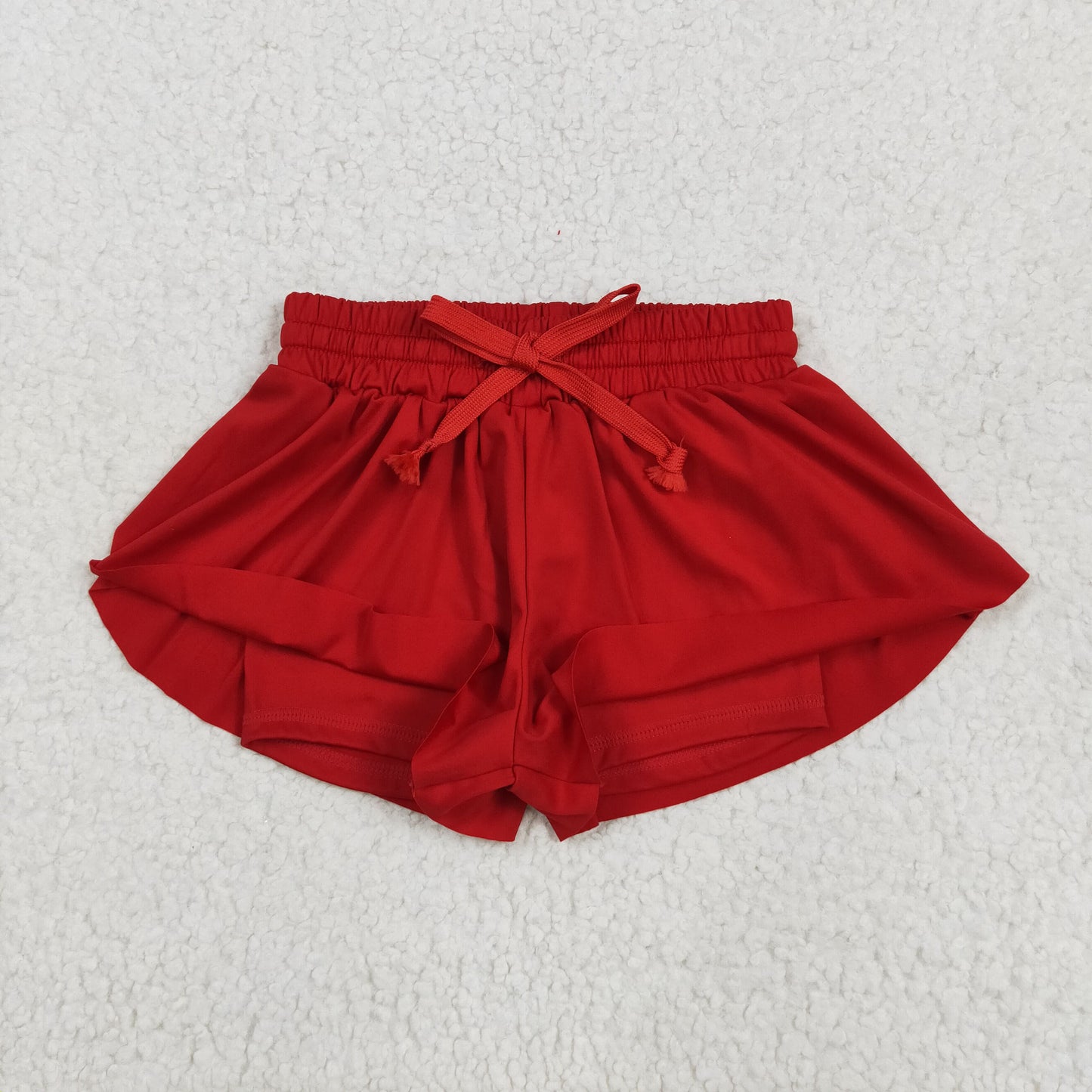 red solid color yoga girls sports shorts