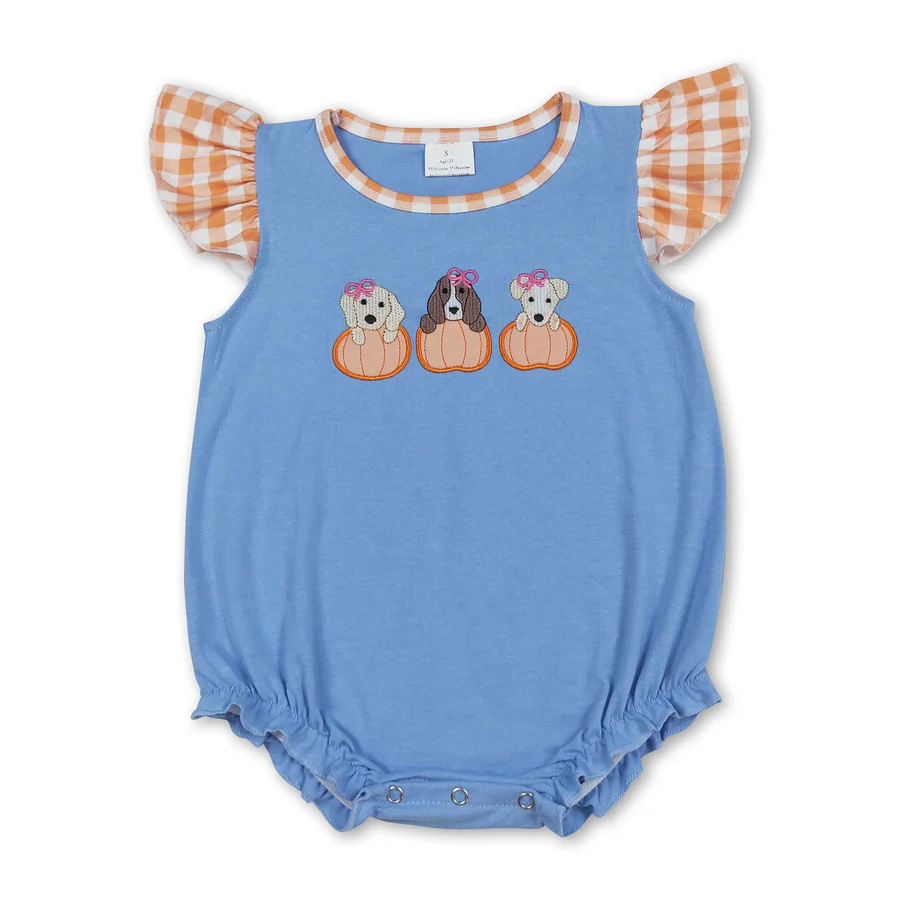 Dog Pumpkin Embroidery Sibling Clothing