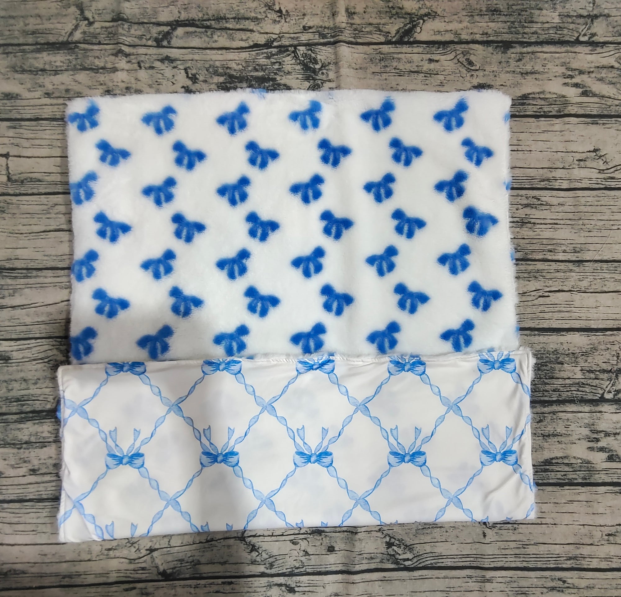 Blue Bow Plush Baby Newborn Blanket