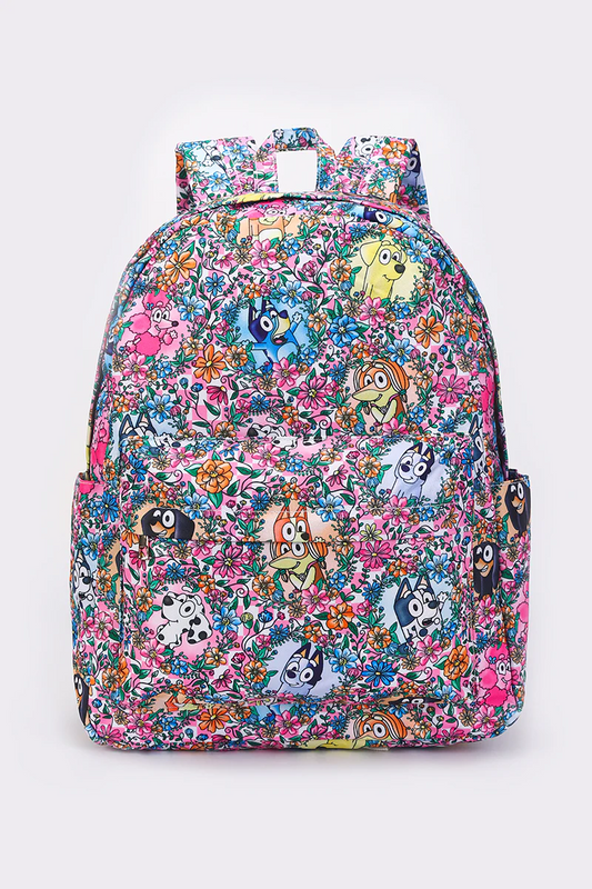 blu*y&flower print children backpack