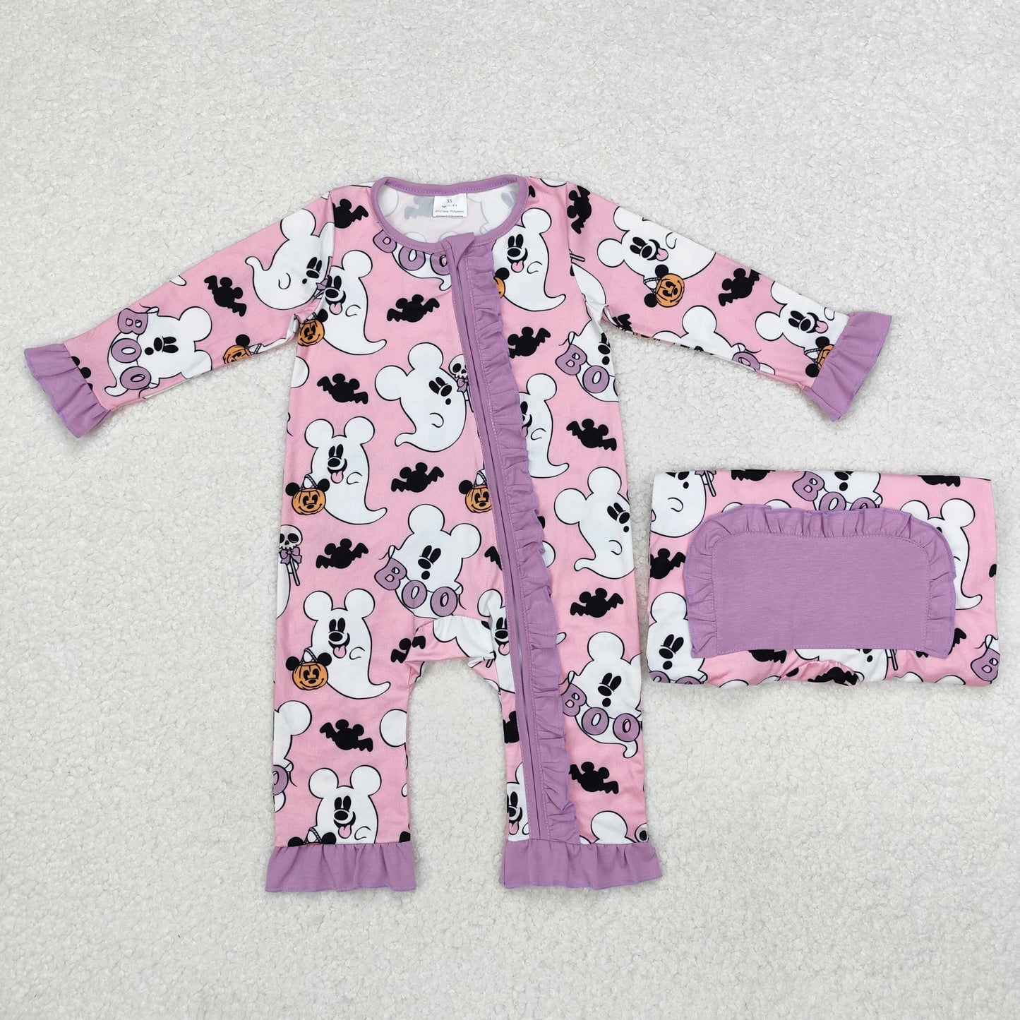 cute ghost bat baby girl halloween zip sleeper