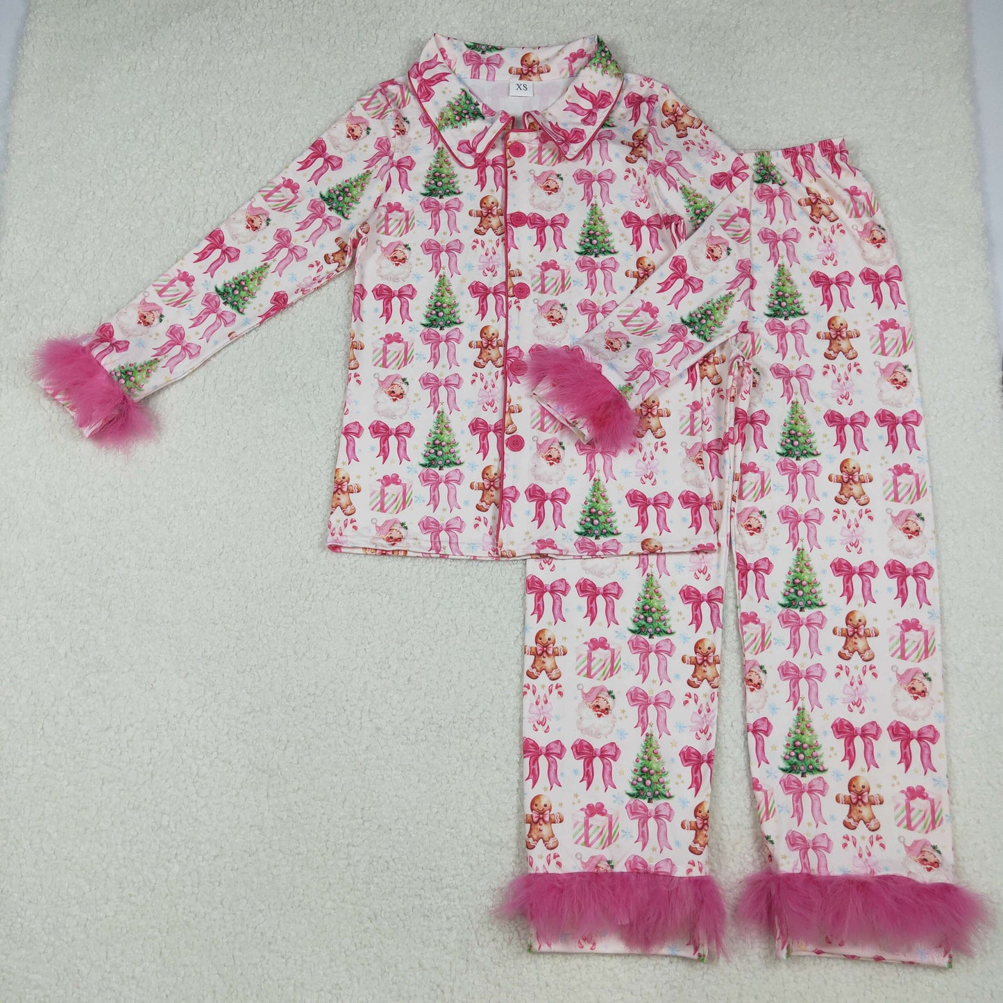 mommy and me adult women santa button pajama set