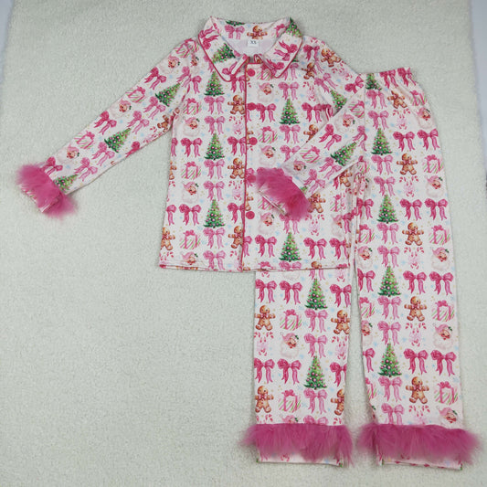 mommy and me adult women santa button pajama set
