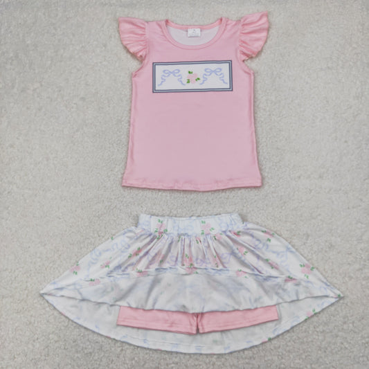 bow flower skort set girls clothing