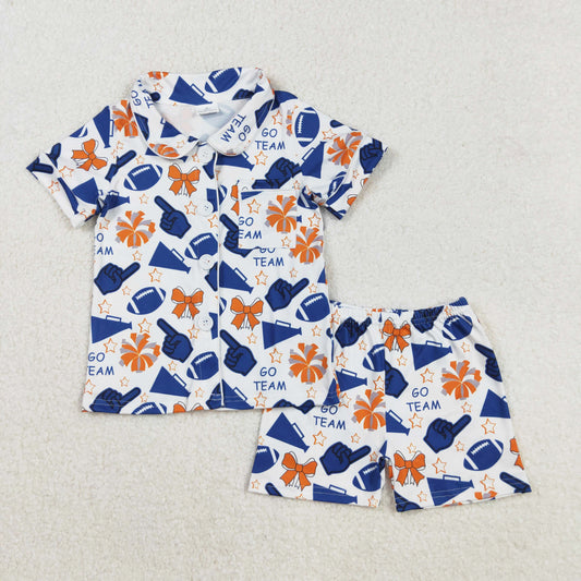 go team button down shorts pajama set