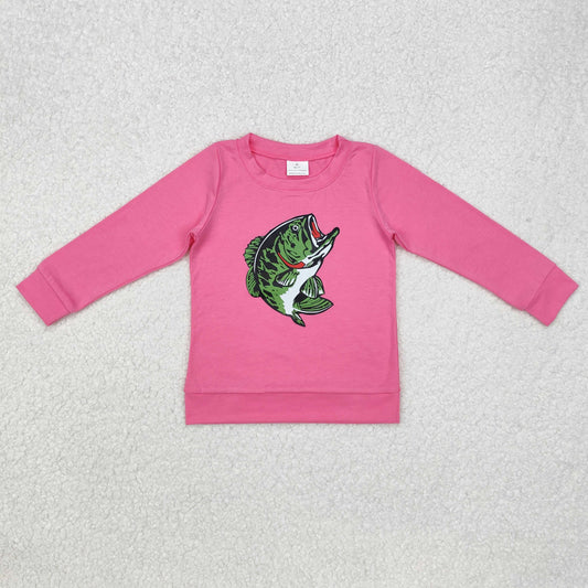 hot pink fish digital print pullover shirt