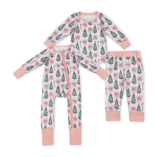 Christmas Tree Bows Sibling Pajamas