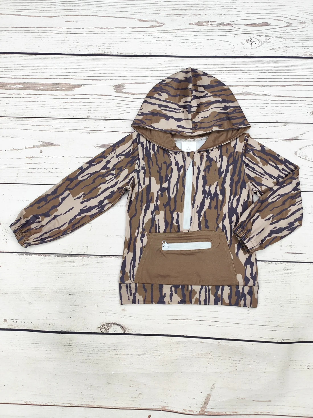 camo clothes baby boy zip hoodie top with pocket