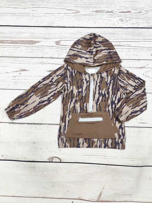 camo clothes baby boy zip hoodie top with pocket