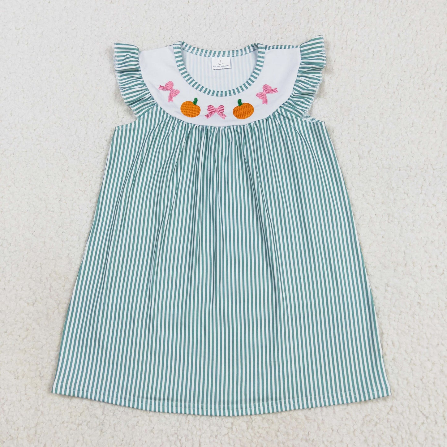 stripes bow pumpkin embroidery dress