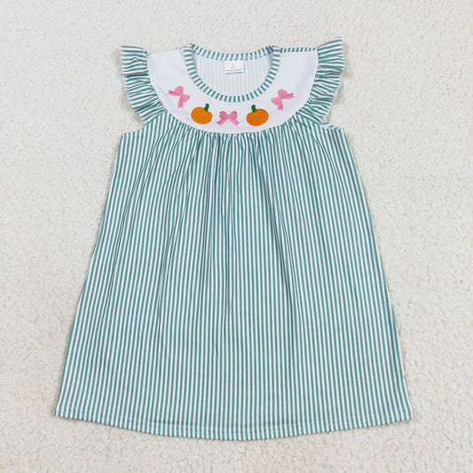 stripes bow pumpkin embroidery dress
