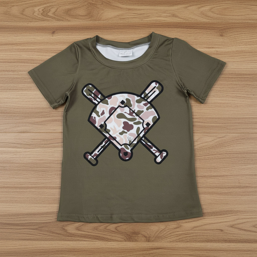 camo baseball tee boy t-shirt