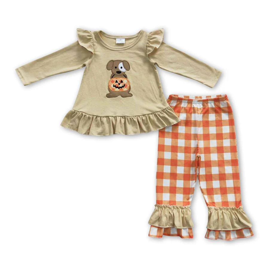 Halloween pumpkin Dog Embroidery Sibling Clothing
