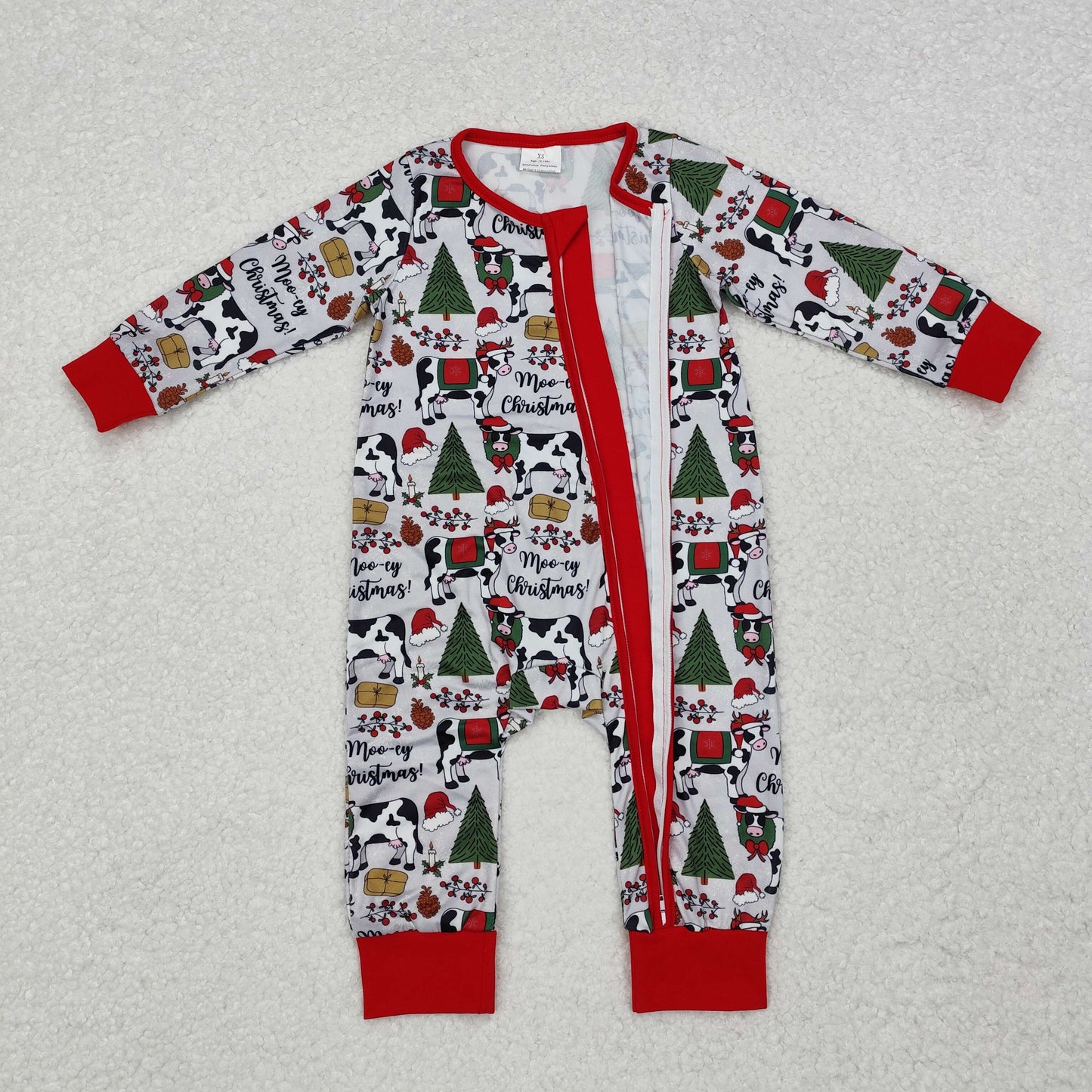 moo-ey Christmas zip sleeper baby clothes