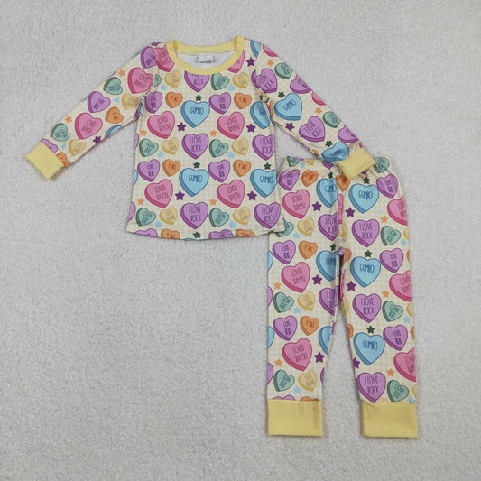 colorful valentine candy girl pajama set