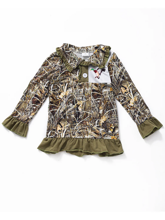 Kids Girl Duck Zipper Hunting Pullover