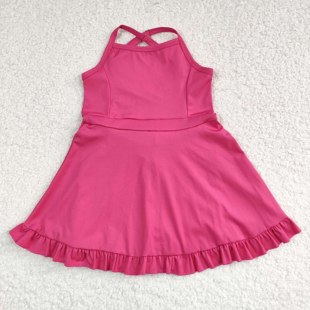 S0440 USA Warehouse Pink Strap Ruffle Swimsuit