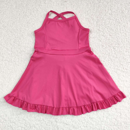 S0440 USA Warehouse Pink Strap Ruffle Swimsuit