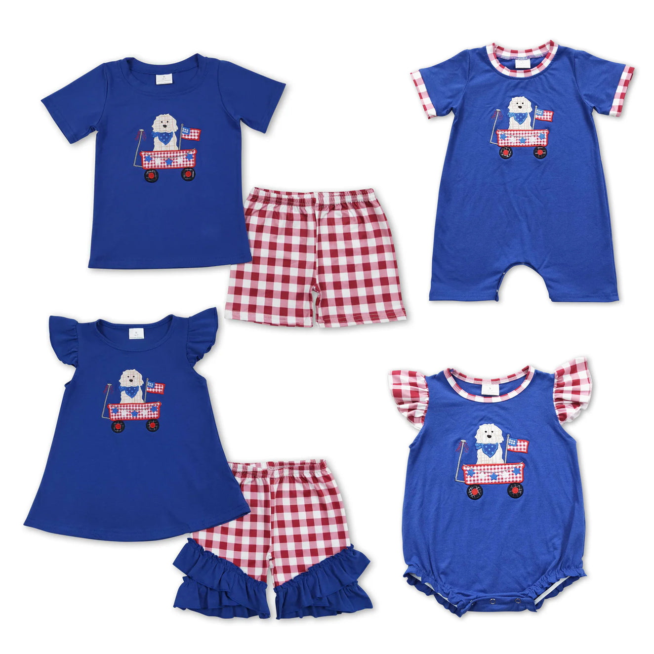 4th Of July Puppy Target Embroidery Sibling Clothing